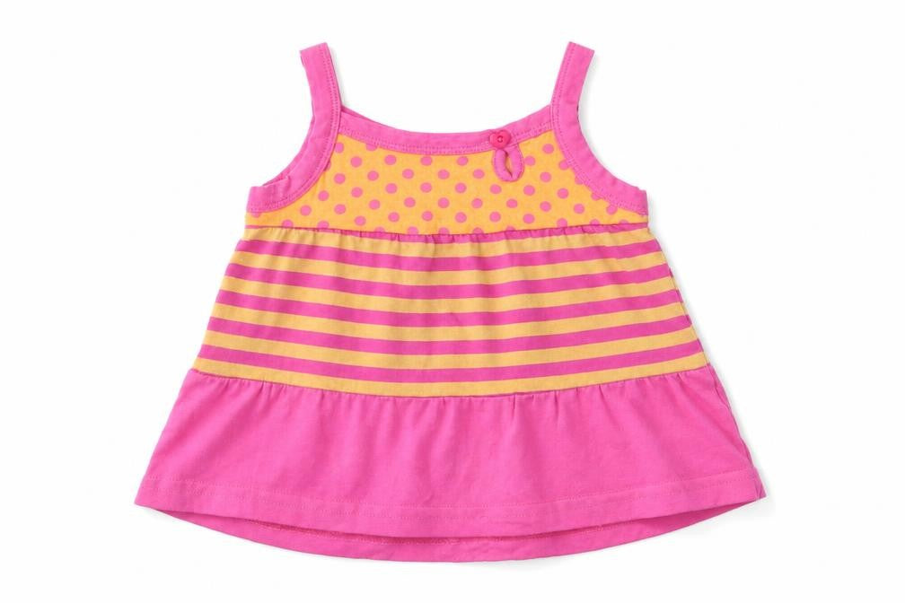 Front view of George girls’ multicoloured striped jersey basic t-shirt, size 9-12, months