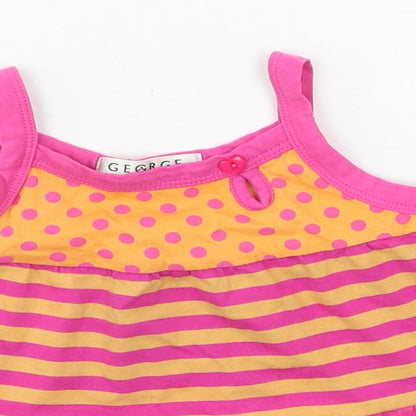 George Girls Multicoloured Striped Jersey Basic T-Shirt Size 9-12 Months