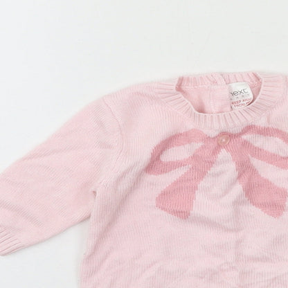 NEXT Girls Pink  Knit Pullover Jumper Size 0-3 Months