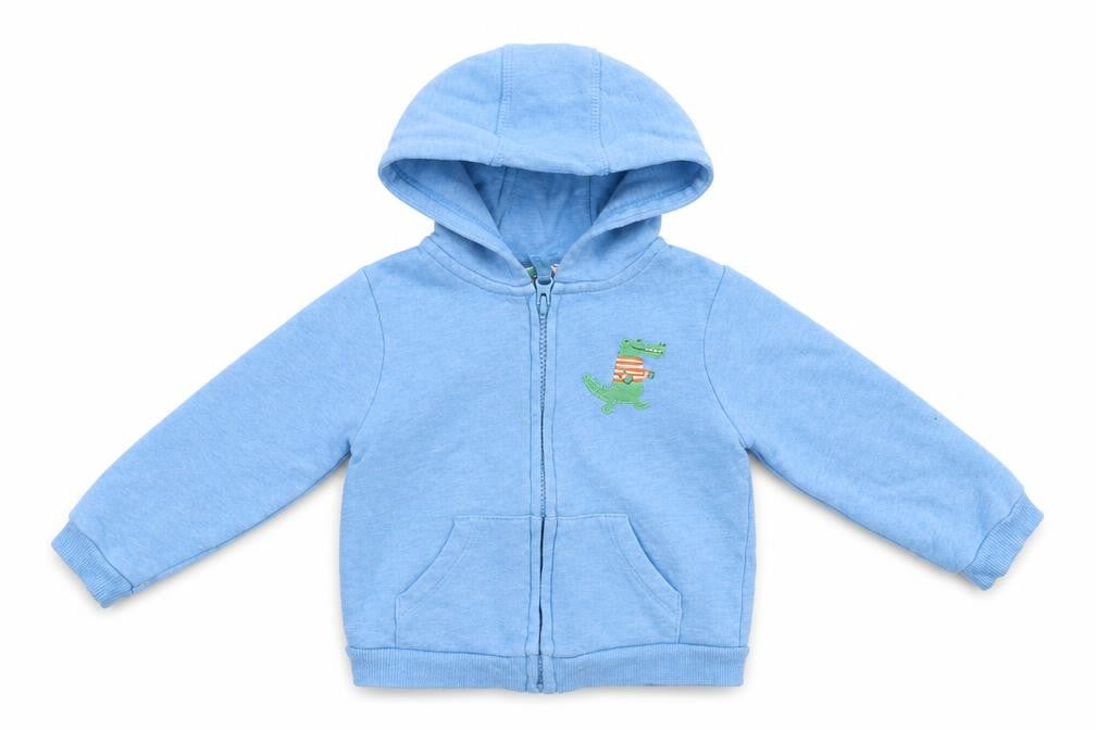 Front view of John Lewis Baby Blue Jacket, size 12-18, Months