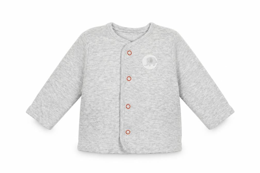 Front view of BHS Baby Grey Jersey Cardigan Jumper One Size