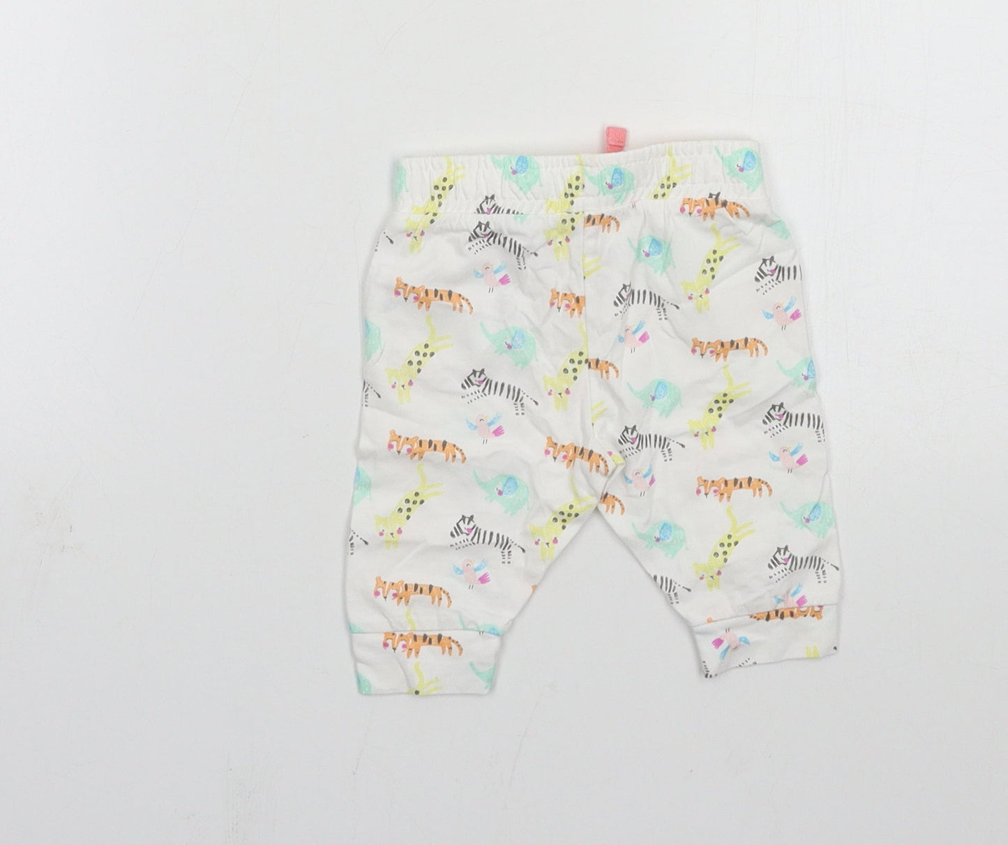 F&F Baby White Geometric Jersey Jogger Trousers Size 0-3 Months
