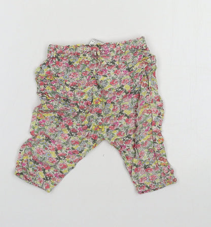 NEXT Girls Pink Floral  Jogger Trousers Size 3-6 Months