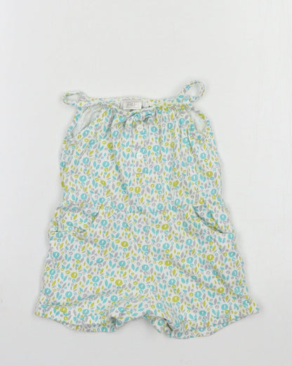 F&F Girls White Polka Dot Jersey Romper One-Piece Size 3-6 Months