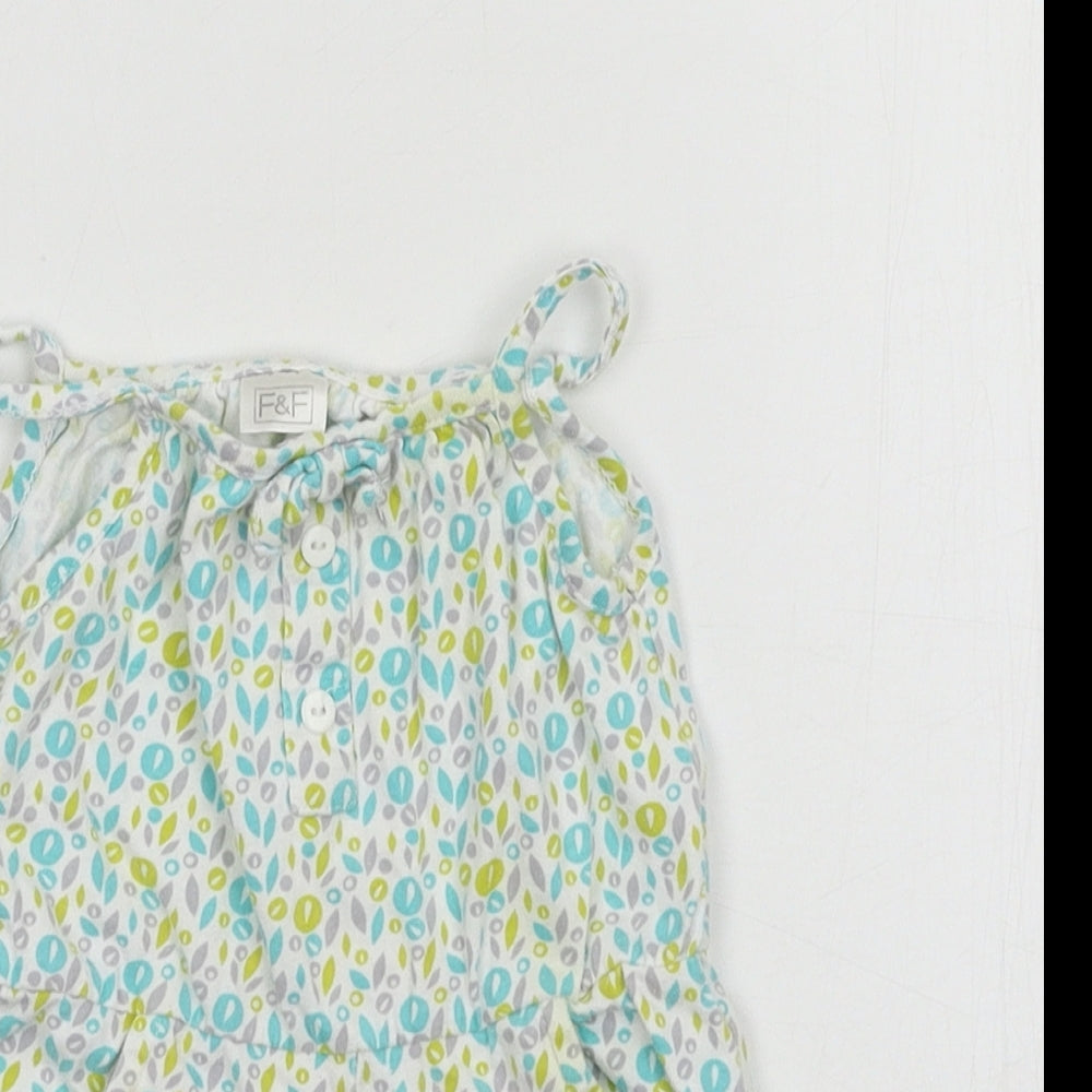 F&F Girls White Polka Dot Jersey Romper One-Piece Size 3-6 Months