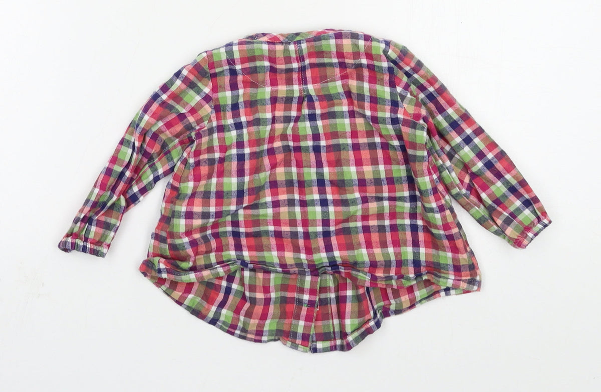 Back view of Marks & Spencer girls’ multicoloured check basic button-up, size 3-6, months