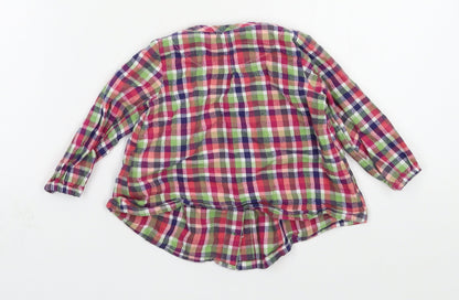 Back view of Marks & Spencer girls’ multicoloured check basic button-up, size 3-6, months