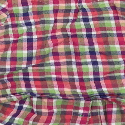 Brand and care label for Marks & Spencer girls’ multicoloured check basic button-up, size 3-6, months