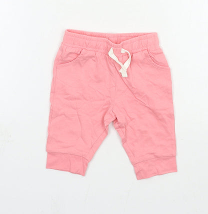F&F Girls Pink  Jersey Jogger Trousers Size 0-3 Months