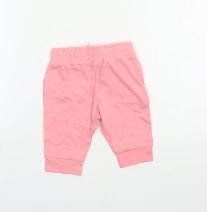 F&F Girls Pink  Jersey Jogger Trousers Size 0-3 Months