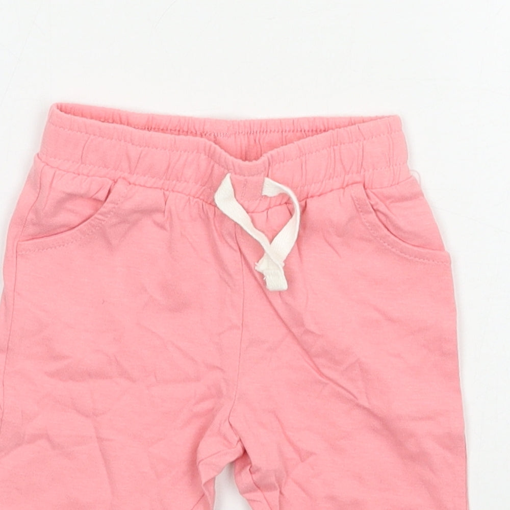 F&F Girls Pink  Jersey Jogger Trousers Size 0-3 Months