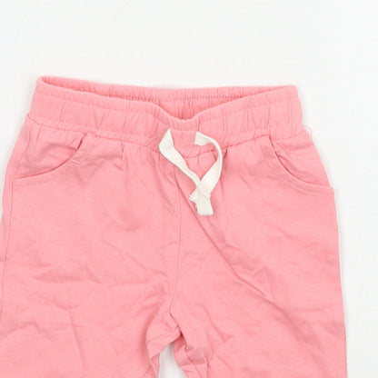 F&F Girls Pink  Jersey Jogger Trousers Size 0-3 Months