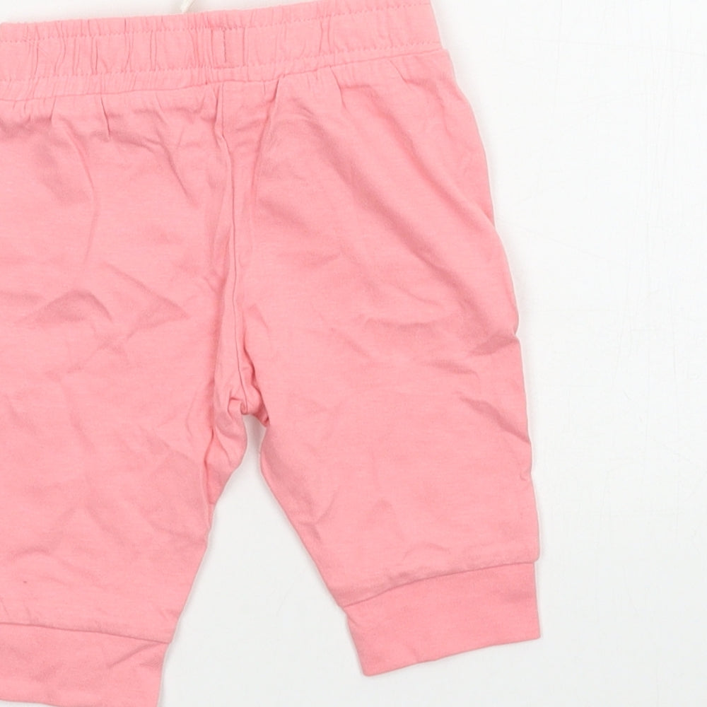 F&F Girls Pink  Jersey Jogger Trousers Size 0-3 Months