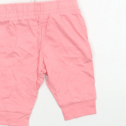 F&F Girls Pink  Jersey Jogger Trousers Size 0-3 Months