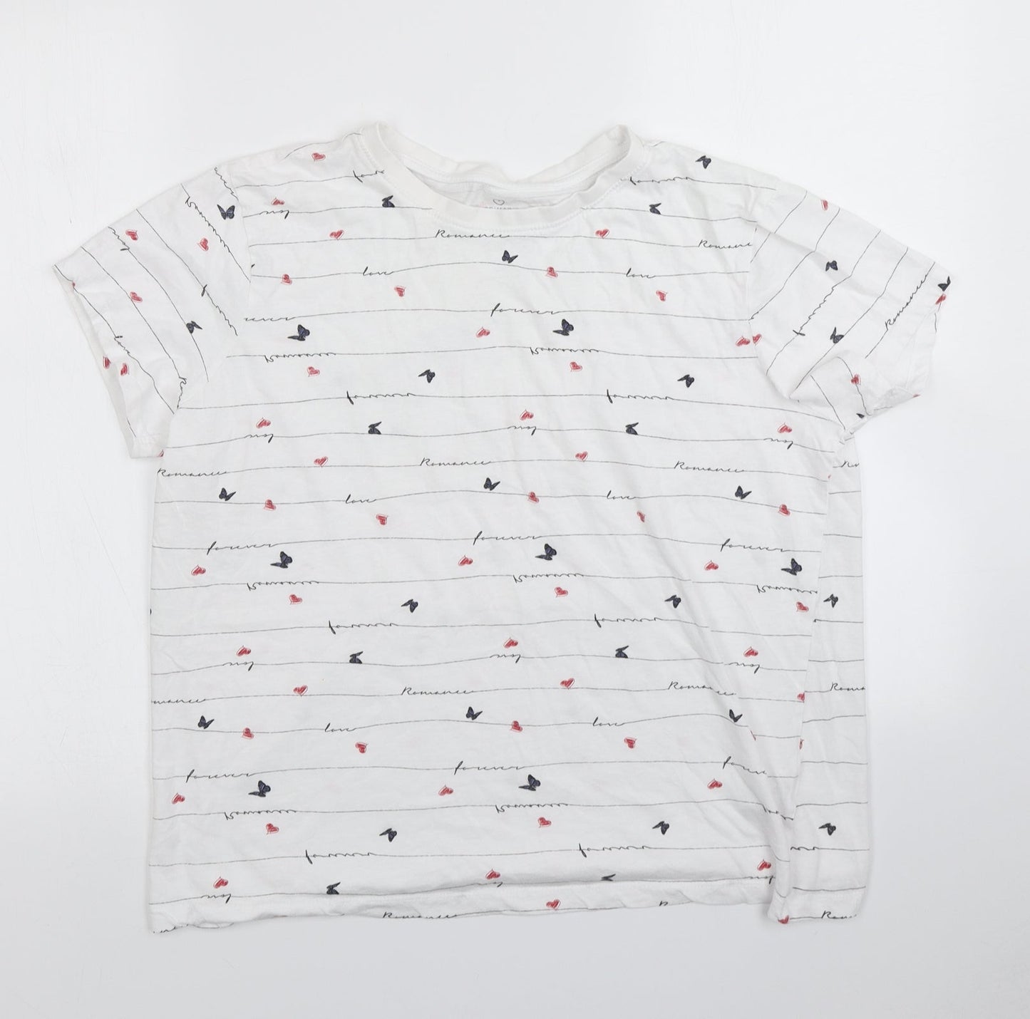 Primark Womens White Striped  Basic T-Shirt Size L