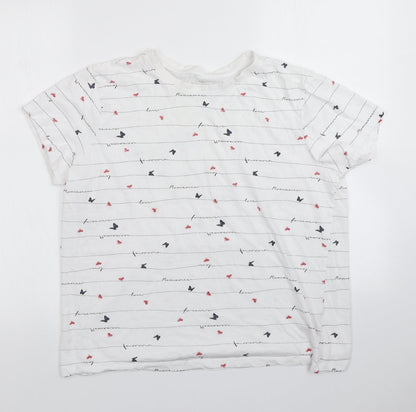 Primark Womens White Striped  Basic T-Shirt Size L