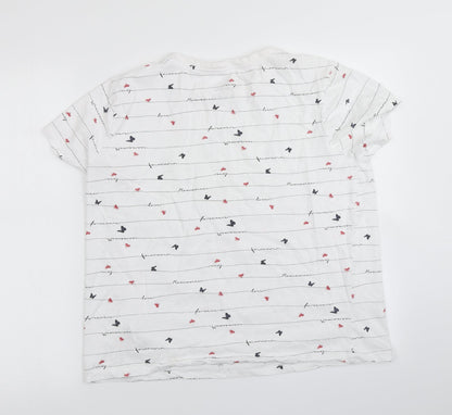 Primark Womens White Striped  Basic T-Shirt Size L