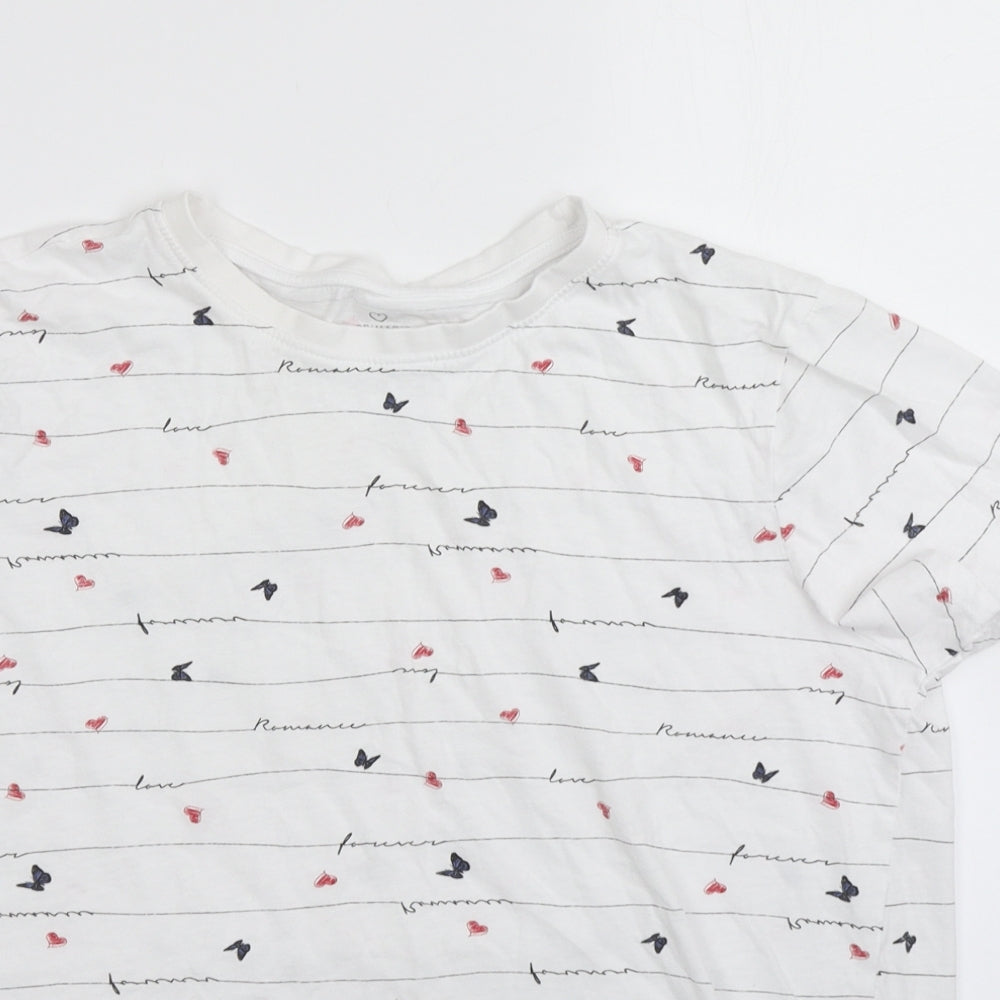 Primark Womens White Striped  Basic T-Shirt Size L