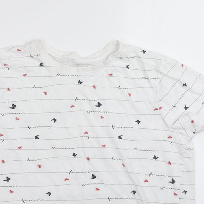 Primark Womens White Striped  Basic T-Shirt Size L