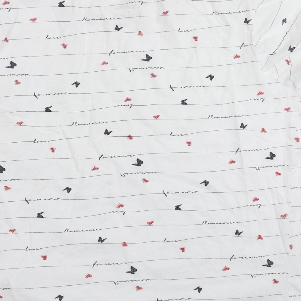 Primark Womens White Striped  Basic T-Shirt Size L