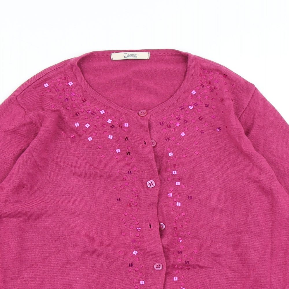 Classic Womens Pink  Knit Cardigan Jumper Size 10