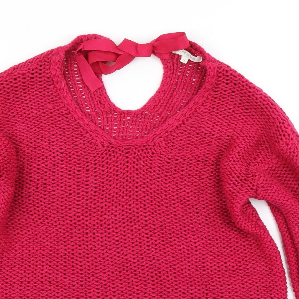 Easy Wear Womens Pink  Knit Pullover Jumper Size S