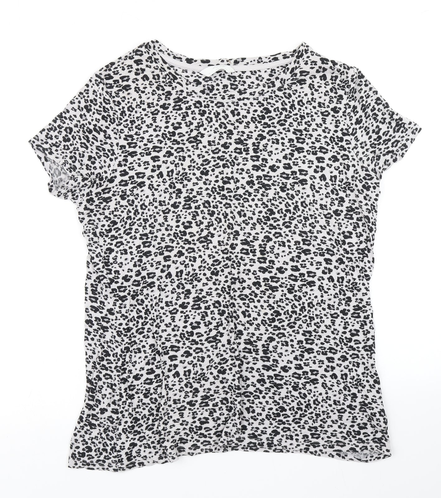 M&S Womens Grey Animal Print  Basic T-Shirt Size 14