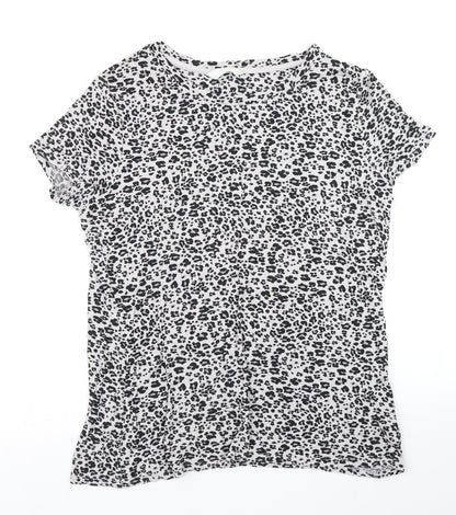 M&S Womens Grey Animal Print  Basic T-Shirt Size 14