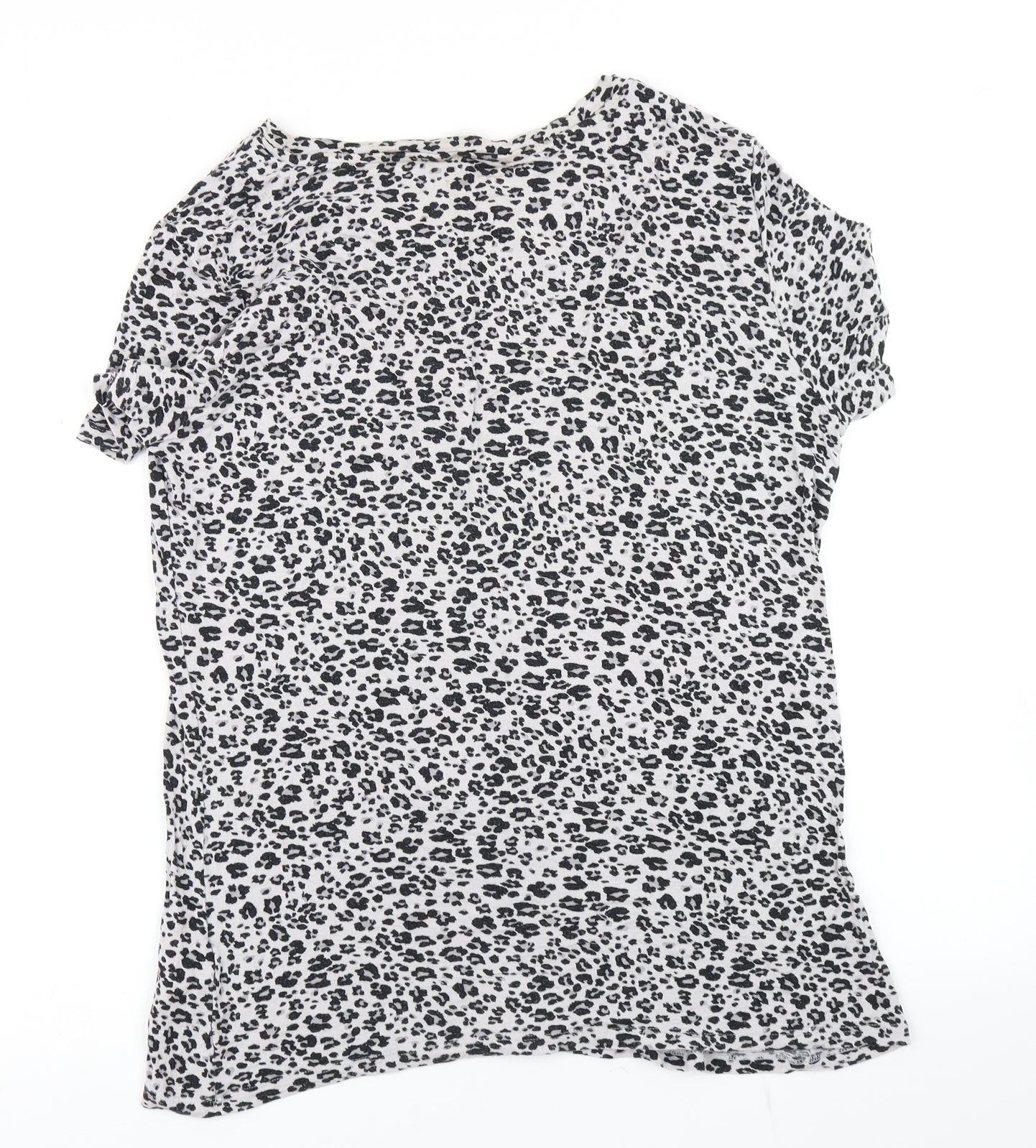 M&S Womens Grey Animal Print  Basic T-Shirt Size 14