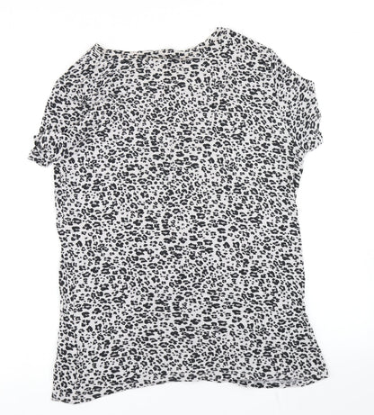 M&S Womens Grey Animal Print  Basic T-Shirt Size 14