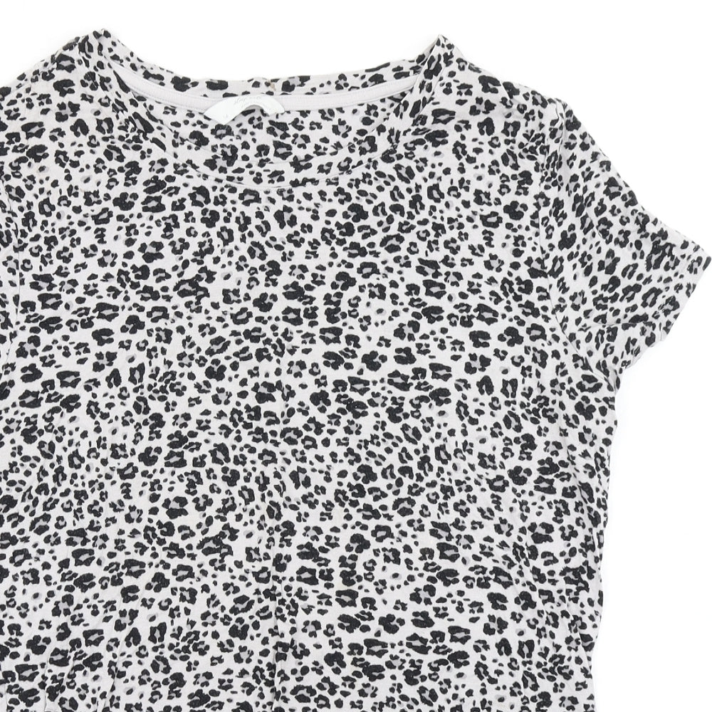 M&S Womens Grey Animal Print  Basic T-Shirt Size 14
