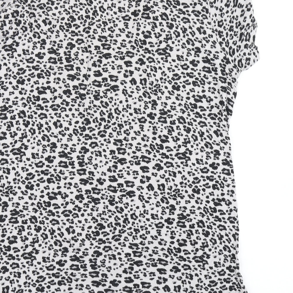 M&S Womens Grey Animal Print  Basic T-Shirt Size 14