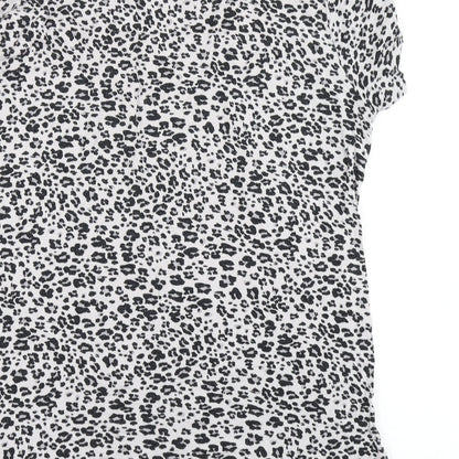 M&S Womens Grey Animal Print  Basic T-Shirt Size 14