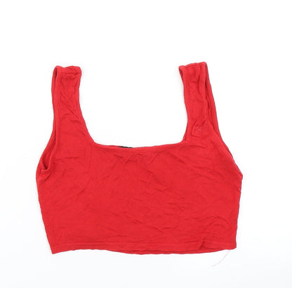 Womens UK Size 12 PRETTYLITTLETHING Red Cropped Tank