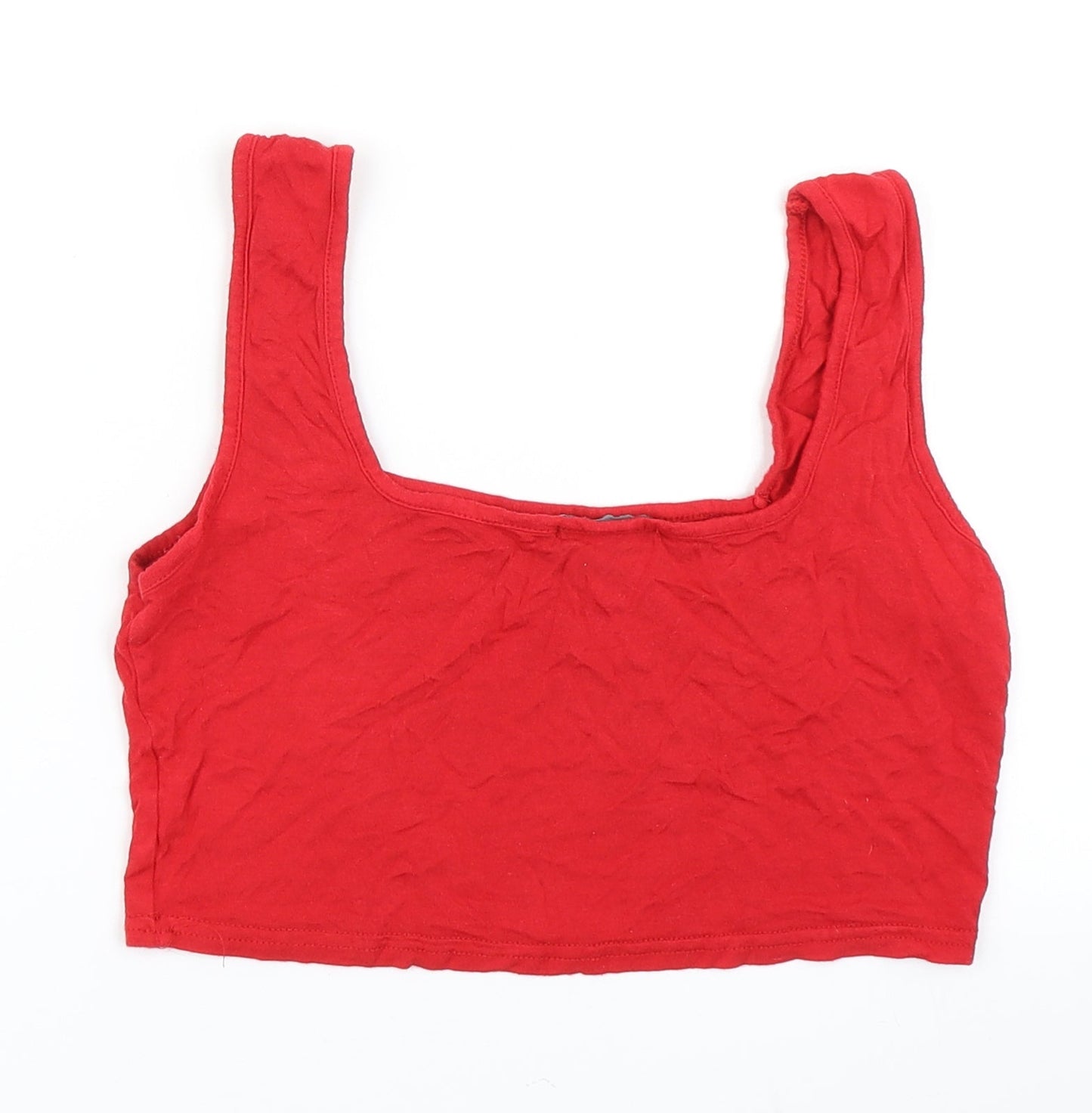 Womens UK Size 12 PRETTYLITTLETHING Red Cropped Tank