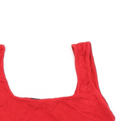 Womens UK Size 12 PRETTYLITTLETHING Red Cropped Tank