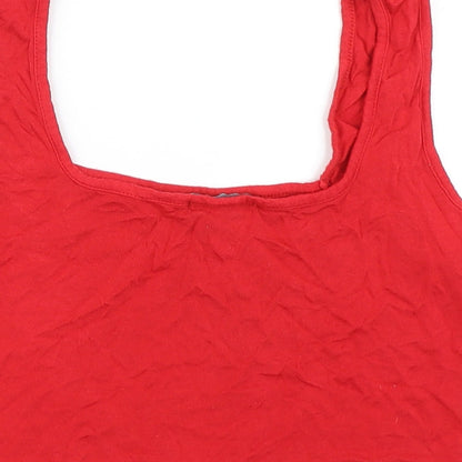 Womens UK Size 12 PRETTYLITTLETHING Red Cropped Tank
