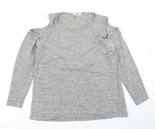 Papaya Womens Grey   Basic T-Shirt Size 12  - Cold shoulder