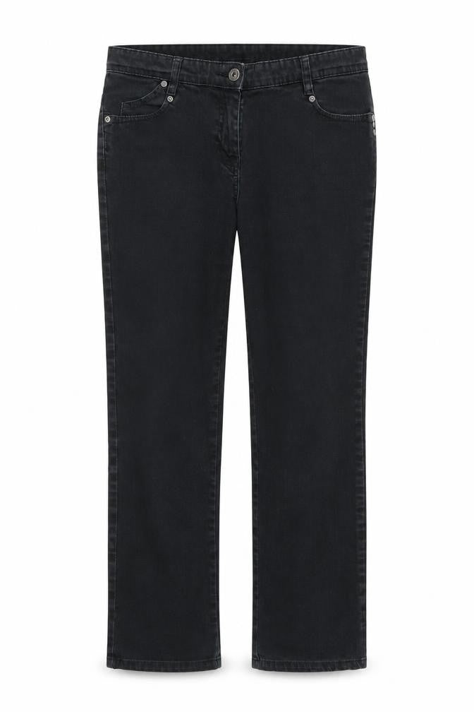 Front view of Papaya women’s black skinny jeans, size UK 10, 27-inch leg