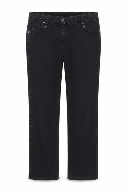 Front view of Papaya women’s black skinny jeans, size UK 10, 27-inch leg