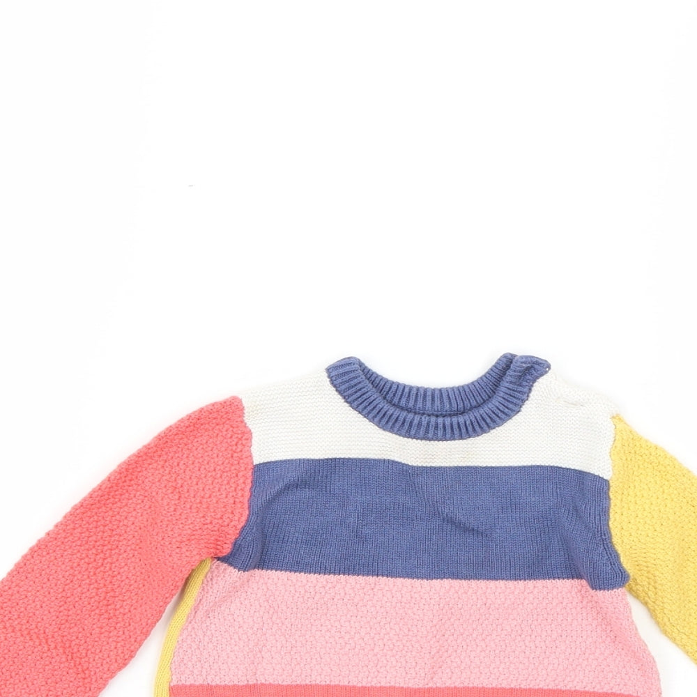 Close-up detail of Nutmeg Multicoloured Colourblock jumper, size 9-12, Months