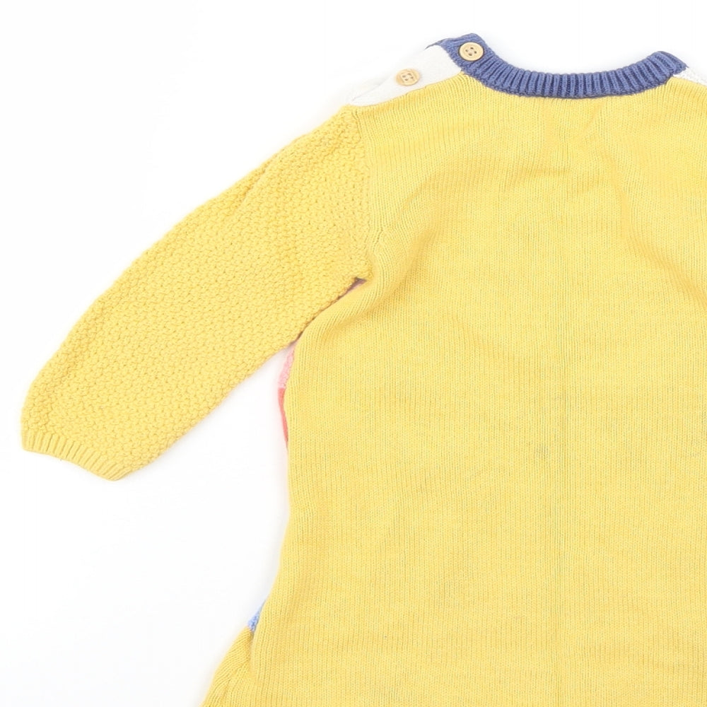 Brand and care label for Nutmeg Multicoloured Colourblock jumper, size 9-12, Months