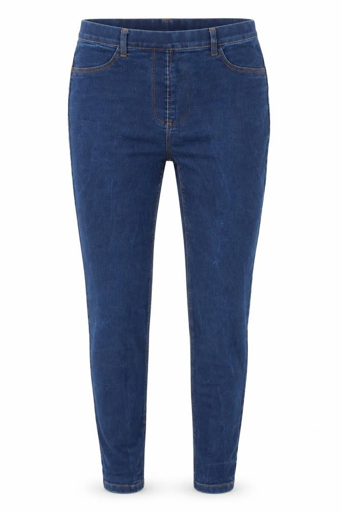 Front view of the collection women’s blue jegging jeans, size UK 12, 27-inch leg