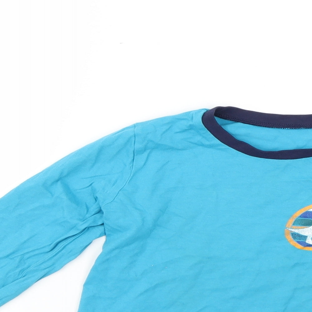 Close-up detail of George boys’ blue pyjama top, size 7-8, years