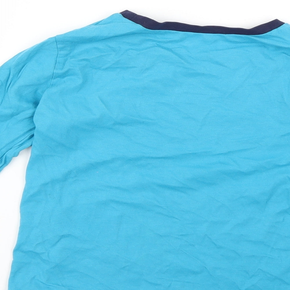 Brand and care label for George boys’ blue pyjama top, size 7-8, years