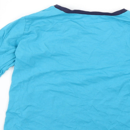 Brand and care label for George boys’ blue pyjama top, size 7-8, years