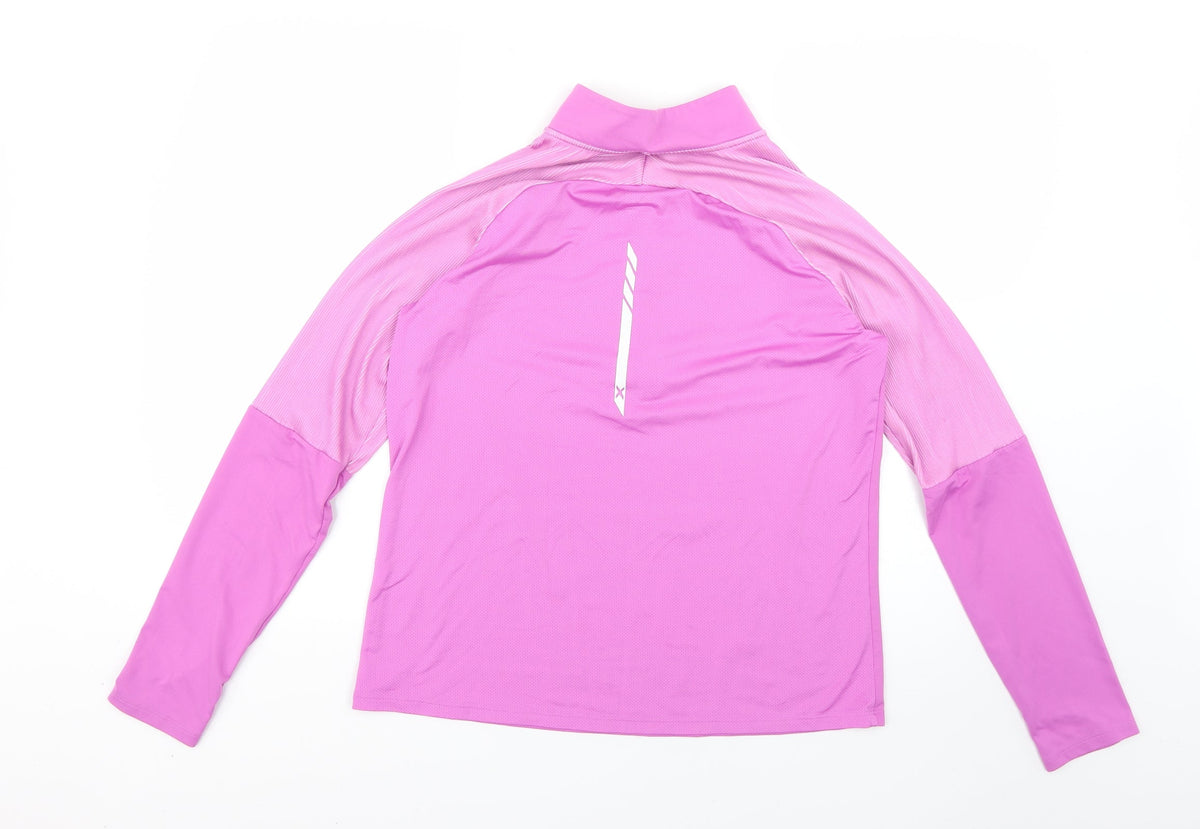 Back view of zxu women’s purple jacket, size L
