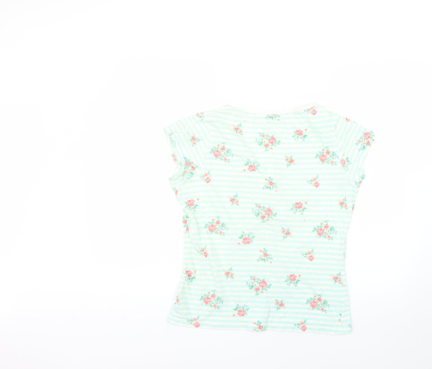 F&F Womens Green Floral  Basic T-Shirt Size 8