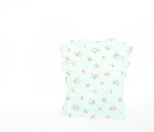 F&F Womens Green Floral  Basic T-Shirt Size 8