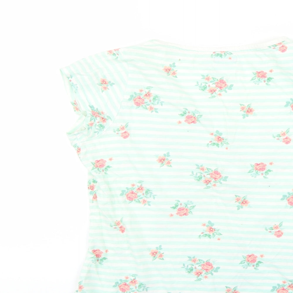 F&F Womens Green Floral  Basic T-Shirt Size 8